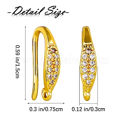 10 paio di ganci per orecchini in ottone con micro pavé di zirconi trasparenti&nbsp;ZIRC-SZ0005-19B