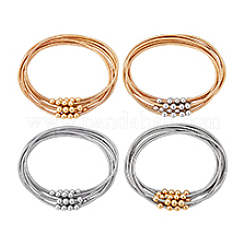 24 Stück 4-farbige verstellbare Feder-Stretch-Armbänder aus Legierung für Damen&nbsp;BJEW-PH0004-51