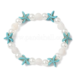 3 bracciale elastico in agata naturale tinta e invecchiata&nbsp;BJEW-JB12003