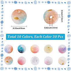 300 Stück 10 Farben mattierte Backfarbe Crackle-Glasperlen mit Glitzerpulver&nbsp;DGLA-LT0001-04