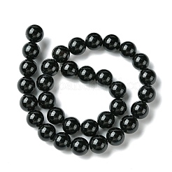 Natürlicher schwarzer Onyx runder Perlenstrang&nbsp;G-L087-12mm-01