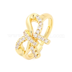 Anelli da dito in ottone micro pavé di zirconi cubici trasparenti per donna&nbsp;RJEW-U047-06G