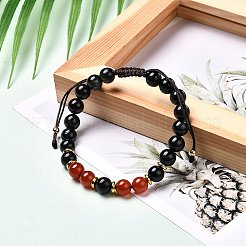 Set di bracciali con perline intrecciate in pietra mista naturale per ragazze donne&nbsp;BJEW-JB06741