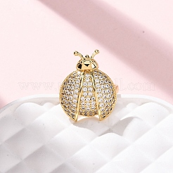 Anillos de puño abiertos ajustables con micropavé de circonita cúbica de latón para mujer&nbsp;RJEW-A072-01C-G