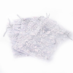 Rose gedruckt Organza Beutel&nbsp;OP-R021-10x15-03