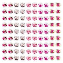 100 pièce 5 styles de perles en céramique de porcelaine imprimées de fleurs faites à la main&nbsp;PORC-TA0001-42A