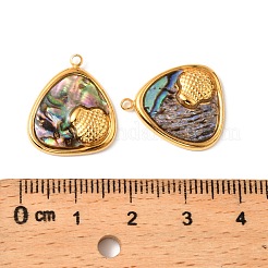 Pendentifs en coquillage paua naturel pavé en acier inoxydable 304&nbsp;STAS-Z145-07G-01B