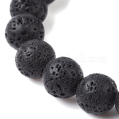 Pulsera elástica con cuentas de tortuga turquesa sintética y redonda de roca de lava natural para mujer&nbsp;BJEW-JB09700-04