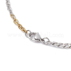 3 collar de cadena de eslabones y cable de acero inoxidable 304 de dos tonos y 3 estilos para mujeres y hombres.&nbsp;NJEW-JN05568
