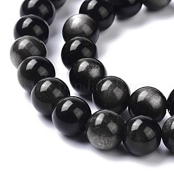 Natürliche silberne Obsidianperlenstränge&nbsp;X-G-D083-01B