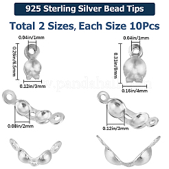 20 pz 2 stile 925 punte per perline in argento sterling&nbsp;STER-CN0001-35