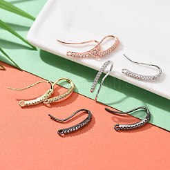 4 Paar 4 Farben Messing Micro Pave Clear Kubisch Zirkonia Ohrringhaken&nbsp;ZIRC-ZZ0001-01