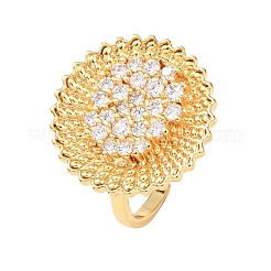 Messing Micro Pave Zirkonia Manschette offene Ringe&nbsp;RJEW-F204-05G
