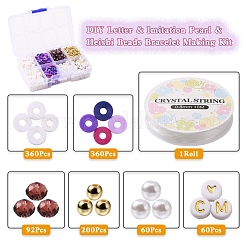 DIY-Set zur Herstellung von Armbändern aus Buchstaben und Nachahmungen von Perlen und Heishi-Perlen&nbsp;DIY-YW0005-23D