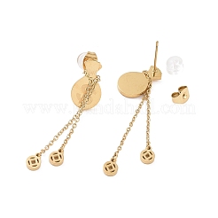 Boucles d'oreilles à tige en acier inoxydable 304 avec chaîne en forme de signe dollar&nbsp;EJEW-C055-02G