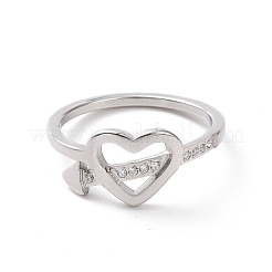 Kristallstrassherz mit Pfeilfingerring&nbsp;RJEW-D120-18P