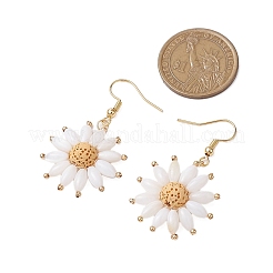 Ohrhänger aus natürlichem Lavastein mit Blumenmotiv&nbsp;EJEW-TA00568-02