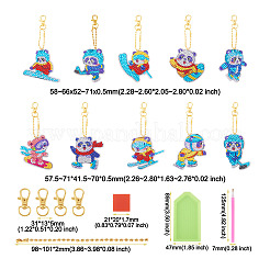 2 ensembles 2 kits de porte-clés panda sportifs de peinture de diamant de style diy&nbsp;DIY-TA0003-80