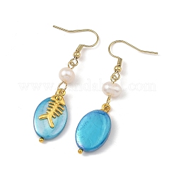 Pendientes colgantes de acero inoxidable 304 con concha de agua dulce de color AB&nbsp;EJEW-JE07382