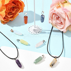 DIY-Set zur Herstellung einer Halskette mit Kugelanhänger aus natürlichem und synthetischem Edelstein und Anhänger aus gewachster Kordel&nbsp;DIY-FS0008-45