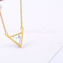 Colliers avec pendentif en acier inoxydable pavé de howlite synthétique en forme de triangle inversé pour femmes&nbsp;FS-WG0B5B2-03