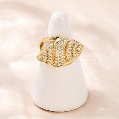 Anelli per polsini da donna in ottone con micro pavé di zirconi cubici&nbsp;RJEW-L132-03G-03