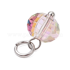 Anelli aperti in acciaio inossidabile 304 e pendenti con perline di vetro&nbsp;PALLOY-JF03599-02