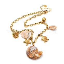 Colliers pendentifs en forme d'étoile de mer en acier inoxydable 304 pour femmes&nbsp;NJEW-F347-01A