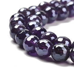 Galvanisierte natürliche Amethyst-Rundperlenstränge&nbsp;G-L598-A05-01