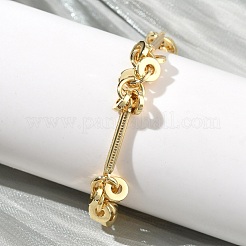 Armbänder aus Messingscheiben und Stabperlen mit Gliederkette für Damen&nbsp;BJEW-G781-01G