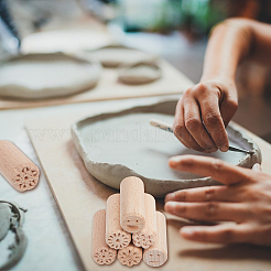 6 Stück 6 Arten runde Holzformen für traditionellen chinesischen Mondkuchen&nbsp;AJEW-CA0004-23