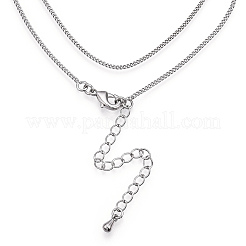 Collier gourmette en laiton plaqué longue durée pour femme&nbsp;NJEW-K112-07P-NF-1