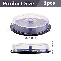 Scatole rotonde in plastica per conservare dischi CD e torte con base nera&nbsp;CON-WH0107-125