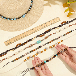16 pièce 16 styles de corde cirée et de bandeau de chapeau réglable en plastique et synthétique turquoise&nbsp;DIY-MA0007-10