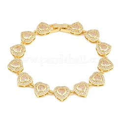 Bracelets de tennis en laiton pavés de zirconiums cubiques en forme de cœur pour femmes&nbsp;KK-CBA68DA-09G-01