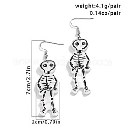 Boucles d'oreilles pendantes en acrylique avec squelette de dessin animé d'Halloween pour femmes&nbsp;QK1762-1