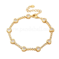 Gestellplattierte Messing-Mikropflaster-Gliederarmbänder mit Zirkonia für Frauen&nbsp;BJEW-C086-02G