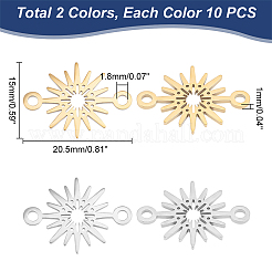20 Stück 2 Farben 201 Edelstahl Stern Verbinder Charms&nbsp;STAS-UN0040-99