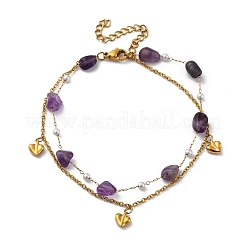 Mehrsträngige Armbänder aus Edelstahl 304 im Böhmen-Stil mit Kabelkette&nbsp;LS-BJEW-Z088-01C-G
