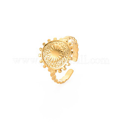 Bague ouverte ronde plate en acier inoxydable 304 avec placage ionique (IP) pour femme&nbsp;RJEW-S405-202G