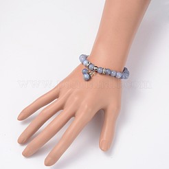Bracciali elasticizzati con perline di quarzo naturale (tinto).&nbsp;BJEW-JB01980-02