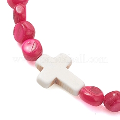 Bracelets extensibles en perles de coquillages d'eau douce naturels teints&nbsp;BJEW-JB13397