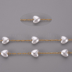 Chaînes de perles d'imitation de perles en plastique ABS faites à la main de 3.28 pieds&nbsp;X-STAS-T052-39G