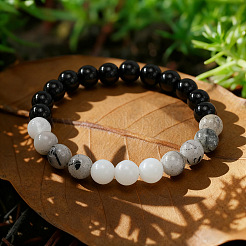 Collier extensible en jade blanc naturel&nbsp;BP7184