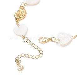 Pulseras de eslabones con dijes de acero inoxidable 304 con forma de concha de agua dulce natural para mujer&nbsp;BJEW-JB12216-02