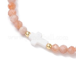 Bracelets tressés en perles de pierres précieuses naturelles mélangées pour femmes&nbsp;BJEW-JB12211