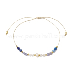 Verstellbare Armbänder aus geflochtenen Perlen aus natürlichem Lapislazuli&nbsp;BJEW-JB11619-04