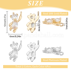 Ciondoli in zirconi cubici in ottone stile 12 pz 2&nbsp;KK-SC0003-24
