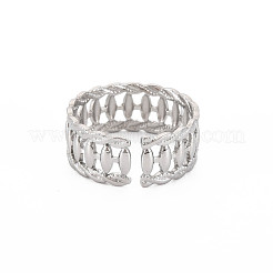 Bague manchette ouverte ovale en acier inoxydable 304 anti-ternissement pour femme&nbsp;RJEW-S405-154P