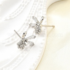 Boucles d'oreilles en laiton zircon cubique micro pavé clair&nbsp;EJEW-M103-12P